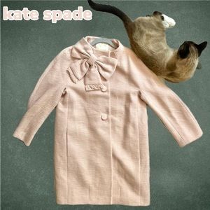 NWOT $598 Kate Spade | Cottage-core Dorothy Pinkpearl Bow Buttondown Peacoat